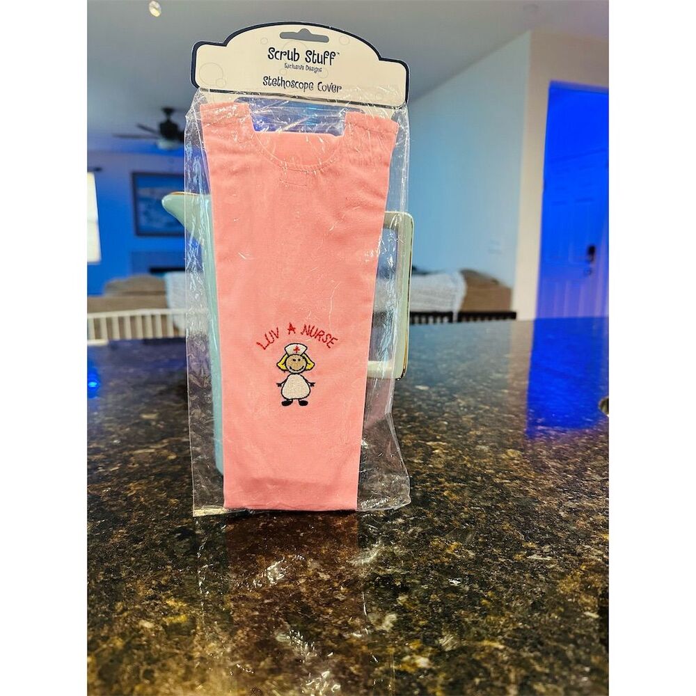 Scrub Stuff Stethoscope Cover Pink "Luv A Nurse" Embroidery